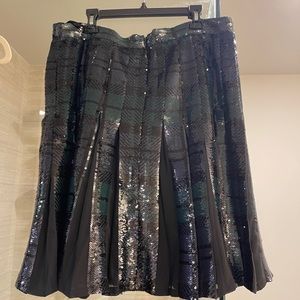 Ralph Lauren sequin pleated plaid (green and black) skirt